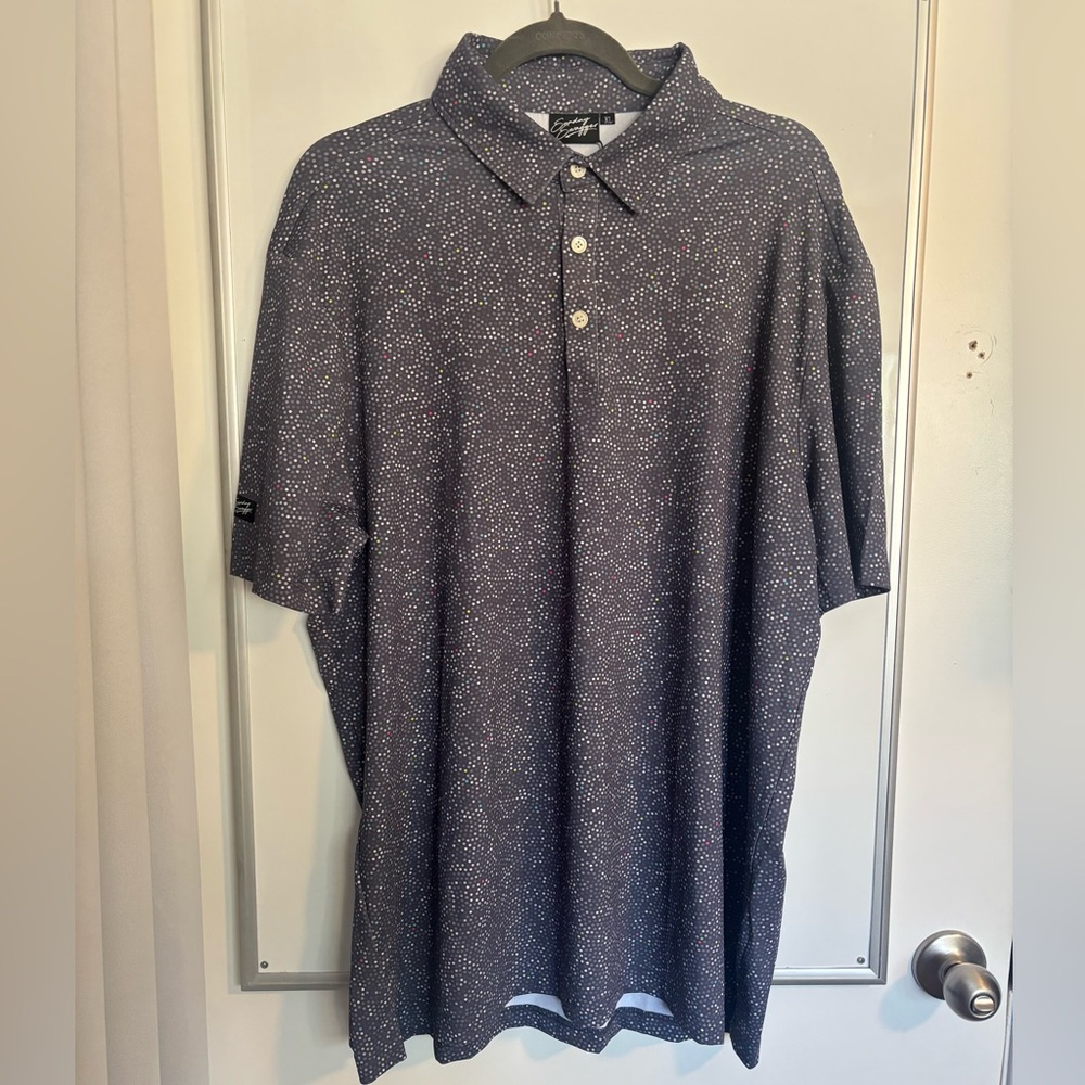 Sunday Swagger Short Sleeve Performance Golf Polo Gray Multicolor Dot XL Modern